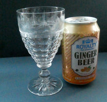 Load image into Gallery viewer, 1930s ART DECO Stuart Crystal FOUR Wine Glasses. With Cut Oval Facets and Engraved Fan Fringe Pattern. Height 5 3/8 inches
