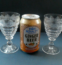 Load image into Gallery viewer, 1930s ART DECO Stuart Crystal FIVE Wine Glasses. With Cut Oval Facets and Engraved Fan Fringe Pattern. Height 4 1/2 inches
