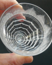 Load image into Gallery viewer, 1930s ART DECO Stuart Crystal FIVE Wine Glasses. With Cut Oval Facets and Engraved Fan Fringe Pattern. Height 4 1/2 inches
