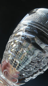 1930s ART DECO Stuart Crystal FIVE Wine Glasses. With Cut Oval Facets and Engraved Fan Fringe Pattern. Height 4 1/2 inches