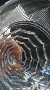 1930s ART DECO Stuart Crystal FIVE Wine Glasses. With Cut Oval Facets and Engraved Fan Fringe Pattern. Height 4 1/2 inches