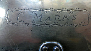 Arts and Crafts Brass Casket with Engraved Wyvern Decoration, Strapwork Bands & Claw Feet