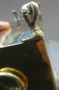 Arts and Crafts Brass Casket with Engraved Wyvern Decoration, Strapwork Bands & Claw Feet