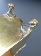 Load image into Gallery viewer, Arts and Crafts Brass Casket with Engraved Wyvern Decoration, Strapwork Bands &amp; Claw Feet

