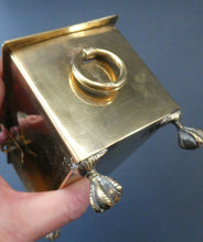 Load image into Gallery viewer, Arts and Crafts Brass Casket with Engraved Wyvern Decoration, Strapwork Bands &amp; Claw Feet
