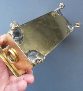 Arts and Crafts Brass Casket with Engraved Wyvern Decoration, Strapwork Bands & Claw Feet