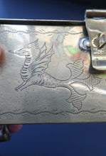 Load image into Gallery viewer, Arts and Crafts Brass Casket with Engraved Wyvern Decoration, Strapwork Bands &amp; Claw Feet
