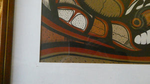 CANADIAN ART: Joshim Kakegamic (1952 - 1993). Acrylic Painting on board. Entitled "Lazy Bear"
