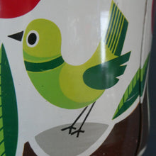 Load image into Gallery viewer, 1960s Vintage Cadbury&#39;s Biscuit Tin with Fitted Lid. Cartoon Birds and Apple Pattern
