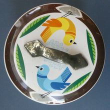 Load image into Gallery viewer, 1960s Vintage Cadbury&#39;s Biscuit Tin with Fitted Lid. Cartoon Birds and Apple Pattern
