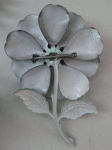 JOB LOT. Three Vintage Metal Painted LARGE Size Daisy Brooches