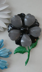 JOB LOT. Three Vintage Metal Painted LARGE Size Daisy Brooches