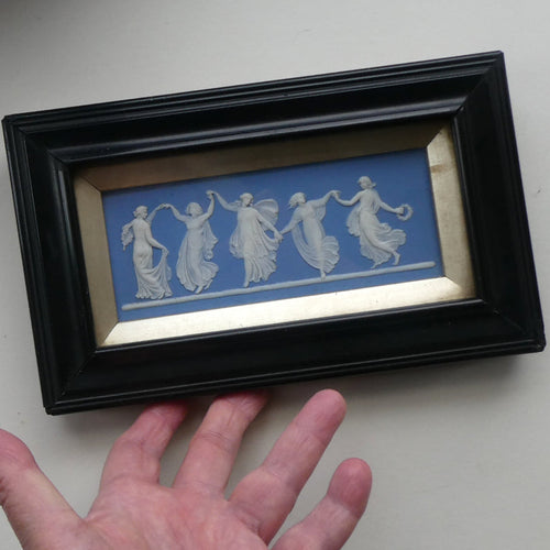 Antique VICTORIAN Wedgwood Framed Jasper Plaque Showing a Frieze of the Five Dancing Maidens (The Borghese Dancers)