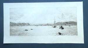 ORIGINAL ETCHING: William Lionel Wyllie (1851 – 1931)  THE OBAN REGATTA. Pencil Signed (1921)