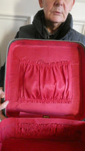 Load image into Gallery viewer, Vintage 1950s Thick Black Leather NORRIS LUGGAGE Small Travelling Case. With Original Old Cruise Labels
