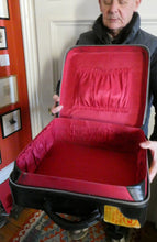 Load image into Gallery viewer, Vintage 1950s Thick Black Leather NORRIS LUGGAGE Small Travelling Case. With Original Old Cruise Labels
