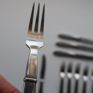Vintage Danish GEORG JENSEN Stainless Steel Georg Jensen Denmark RAADVAD Small Knives and Forks (Mitra Shape)