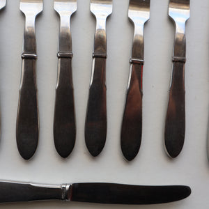Vintage Danish GEORG JENSEN Stainless Steel Georg Jensen Denmark RAADVAD Small Knives and Forks (Mitra Shape)