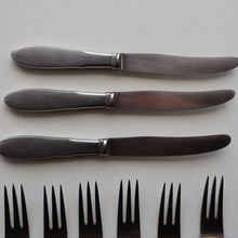 Load image into Gallery viewer, Vintage Danish GEORG JENSEN Stainless Steel Georg Jensen Denmark RAADVAD Small Knives and Forks (Mitra Shape)
