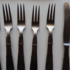 Vintage Danish GEORG JENSEN Stainless Steel Georg Jensen Denmark RAADVAD Small Knives and Forks (Mitra Shape)