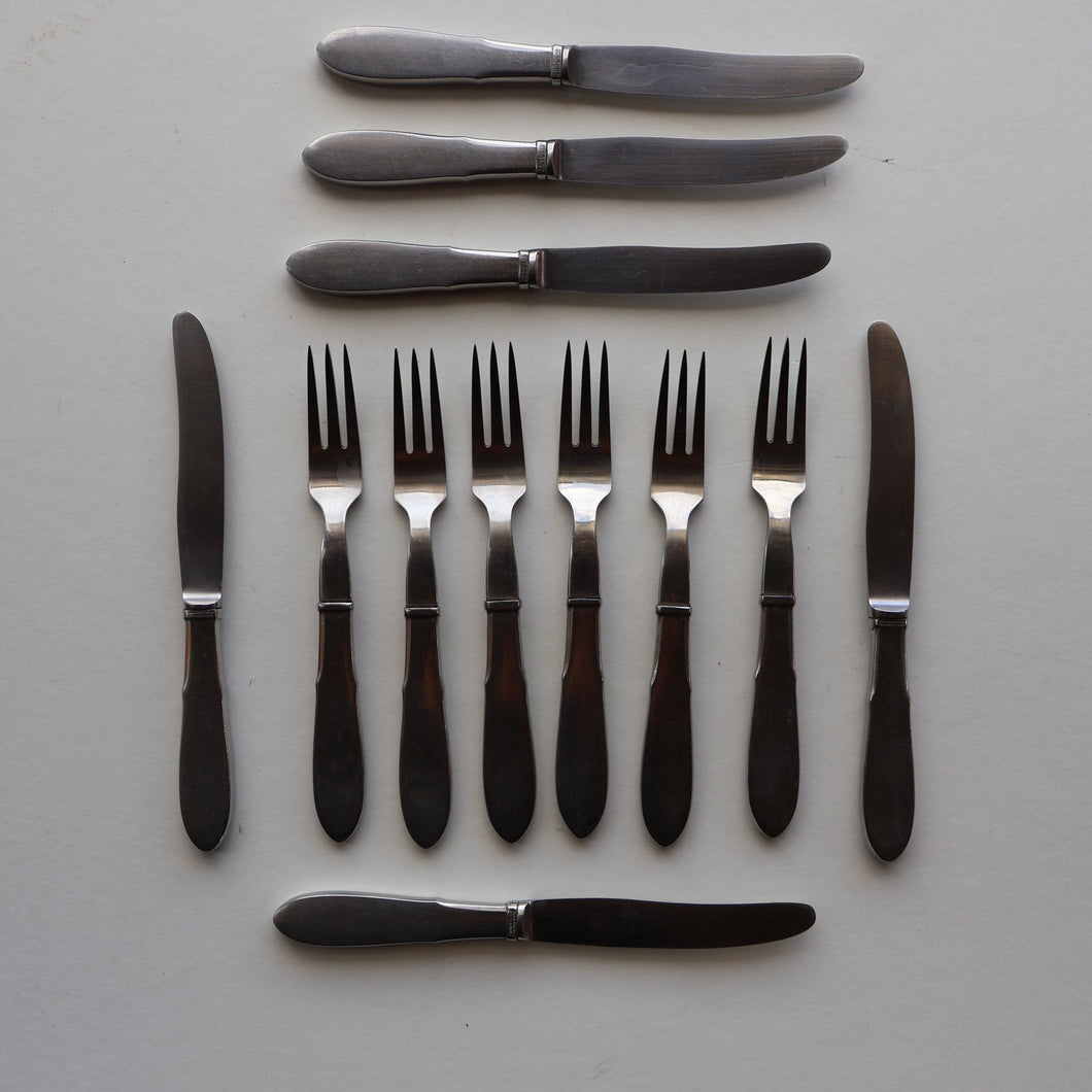Vintage Danish GEORG JENSEN Stainless Steel Georg Jensen Denmark RAADVAD Small Knives and Forks (Mitra Shape)