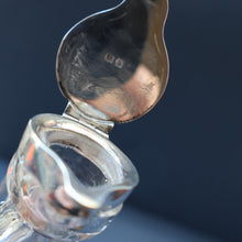 Load image into Gallery viewer, A/ ANTIQUE Edwardian WHISKY NOGGIN. Hallmarked 1907 Hukin and Heath Silver Mounts; with Cute Miniature Silver Whisky Label
