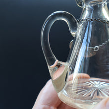 Load image into Gallery viewer, A/ ANTIQUE Edwardian WHISKY NOGGIN. Hallmarked 1907 Hukin and Heath Silver Mounts; with Cute Miniature Silver Whisky Label
