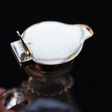 Load image into Gallery viewer, A/ ANTIQUE Edwardian WHISKY NOGGIN. Hallmarked 1907 Hukin and Heath Silver Mounts; with Cute Miniature Silver Whisky Label

