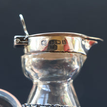 Load image into Gallery viewer, A/ ANTIQUE Edwardian WHISKY NOGGIN. Hallmarked 1907 Hukin and Heath Silver Mounts; with Cute Miniature Silver Whisky Label
