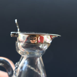 A/ ANTIQUE Edwardian WHISKY NOGGIN. Hallmarked 1907 Hukin and Heath Silver Mounts; with Cute Miniature Silver Whisky Label