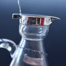 Load image into Gallery viewer, B/ ANTIQUE WHISKY NOGGIN. Hallmarked 1907 Hukin and Heath Silver Mounts; with Cute Miniature Silver Whisky Label
