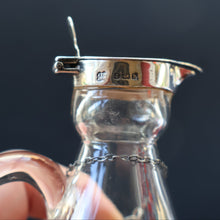 Load image into Gallery viewer, B/ ANTIQUE WHISKY NOGGIN. Hallmarked 1907 Hukin and Heath Silver Mounts; with Cute Miniature Silver Whisky Label
