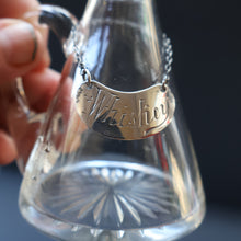 Load image into Gallery viewer, B/ ANTIQUE WHISKY NOGGIN. Hallmarked 1907 Hukin and Heath Silver Mounts; with Cute Miniature Silver Whisky Label
