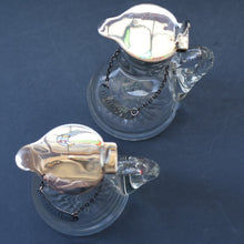 Load image into Gallery viewer, B/ ANTIQUE WHISKY NOGGIN. Hallmarked 1907 Hukin and Heath Silver Mounts; with Cute Miniature Silver Whisky Label
