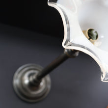 Load image into Gallery viewer, Stylish Early 20th Century Bronze Table Lamp with White Glass Shade with Frilled Edge. REWIRED

