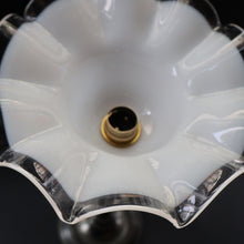 Load image into Gallery viewer, Stylish Early 20th Century Bronze Table Lamp with White Glass Shade with Frilled Edge. REWIRED

