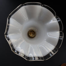 Load image into Gallery viewer, Stylish Early 20th Century Brass Table Lamp with White Glass Shade with Frilled Edge. REWIRED
