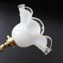 Load image into Gallery viewer, Stylish Early 20th Century Brass Table Lamp with White Glass Shade with Frilled Edge. REWIRED
