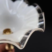 Load image into Gallery viewer, Stylish Early 20th Century Brass Table Lamp with White Glass Shade with Frilled Edge. REWIRED
