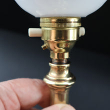 Load image into Gallery viewer, Stylish Early 20th Century Brass Table Lamp with White Glass Shade with Frilled Edge. REWIRED
