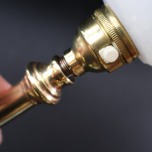 Load image into Gallery viewer, Stylish Early 20th Century Brass Table Lamp with White Glass Shade with Frilled Edge. REWIRED
