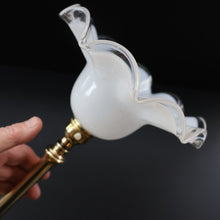 Load image into Gallery viewer, Stylish Early 20th Century Brass Table Lamp with White Glass Shade with Frilled Edge. REWIRED

