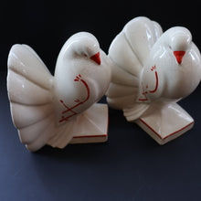 Load image into Gallery viewer, 1930s Art Deco Continental Ceramics FAN TAIL DOVES Sand-Filled (Sandbag) Bookends
