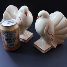 Load image into Gallery viewer, 1930s Art Deco Continental Ceramics FAN TAIL DOVES Sand-Filled (Sandbag) Bookends

