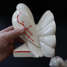Load image into Gallery viewer, 1930s Art Deco Continental Ceramics FAN TAIL DOVES Sand-Filled (Sandbag) Bookends

