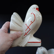 Load image into Gallery viewer, 1930s Art Deco Continental Ceramics FAN TAIL DOVES Sand-Filled (Sandbag) Bookends
