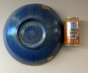 SCOTTISH POTTERY. Rarer Margery Clinton LARGE Circular Shallow Bowl with a Hand-Painted GOLD Lustre Flowerheads