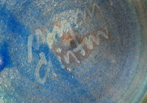 SCOTTISH POTTERY. Rarer Margery Clinton LARGE Circular Shallow Bowl with a Hand-Painted GOLD Lustre Flowerheads