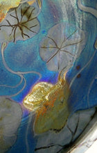 Load image into Gallery viewer, SCOTTISH POTTERY. Rarer Margery Clinton LARGE Circular Shallow Bowl with a Hand-Painted GOLD Lustre Flowerheads
