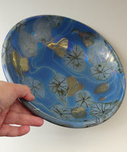 Load image into Gallery viewer, SCOTTISH POTTERY. Rarer Margery Clinton LARGE Circular Shallow Bowl with a Hand-Painted GOLD Lustre Flowerheads
